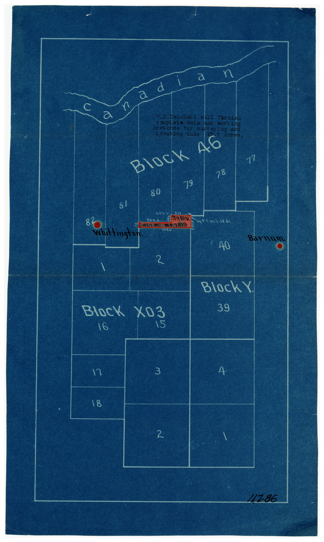 91181, [Blocks 46, XO3, and Y], Twichell Survey Records