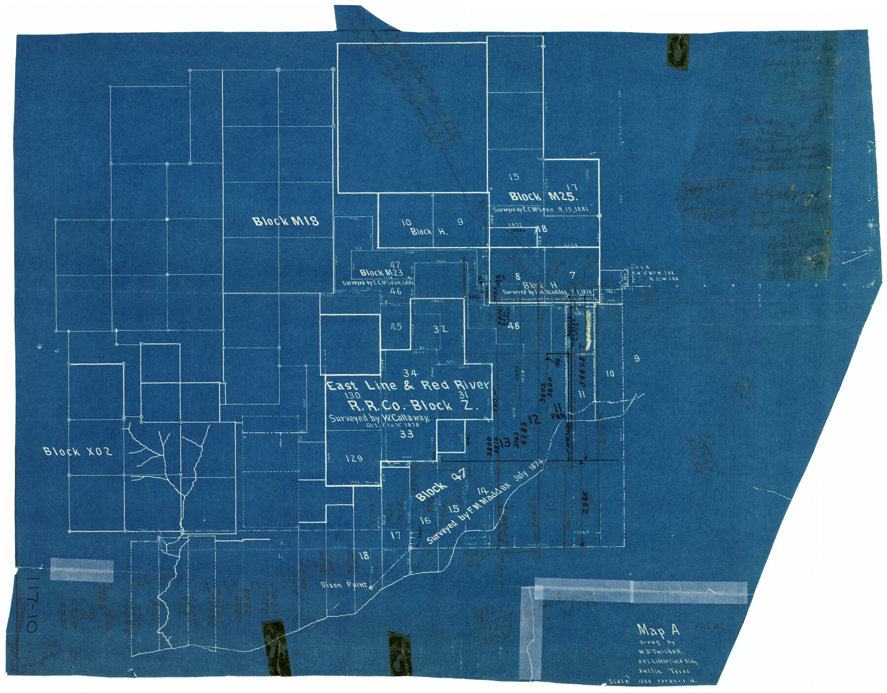 91186, [Blocks 47, Z, XO2, M18, M23, M25, and H], Twichell Survey Records