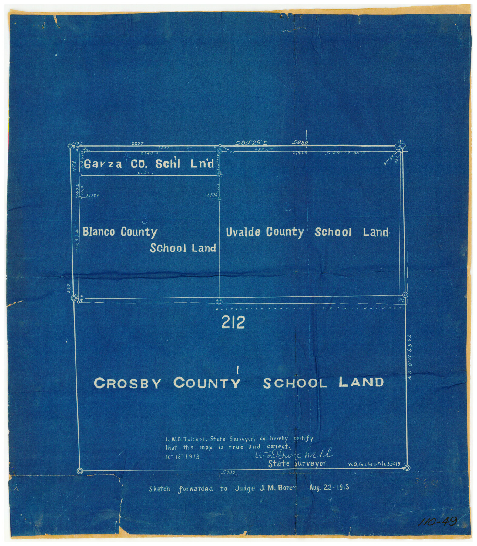 91197, [Garza, Blanco, Uvalde, and Crosby County School Lands], Twichell Survey Records