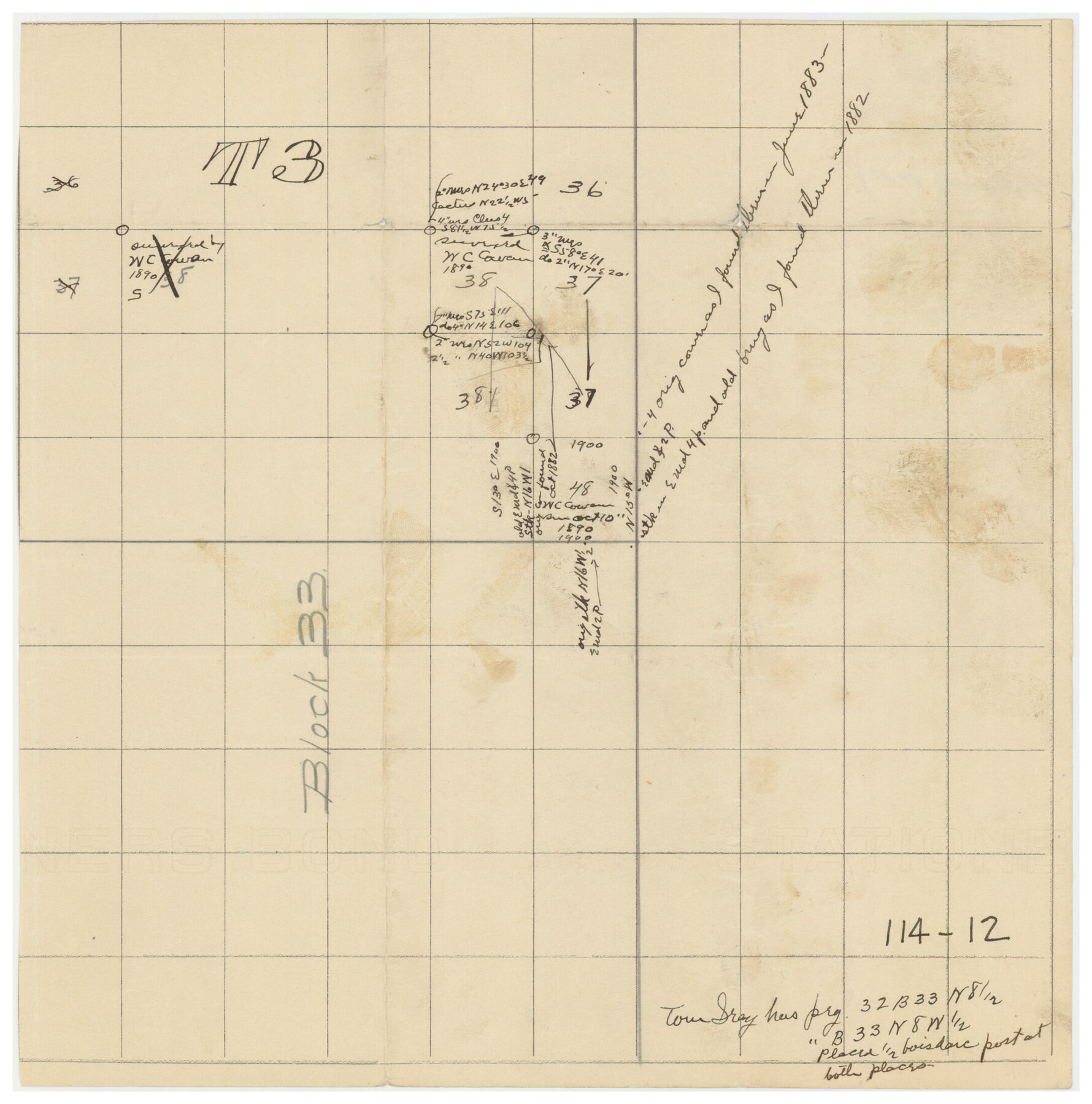 91214, [Township 3 North, Block 33], Twichell Survey Records