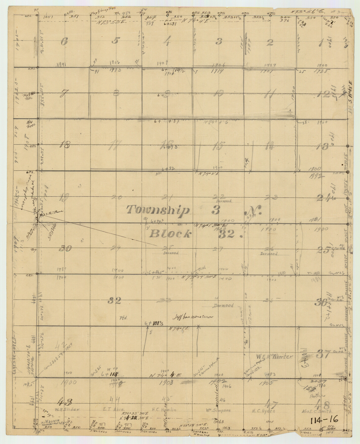 91218, [Township 3 North, Block 32], Twichell Survey Records