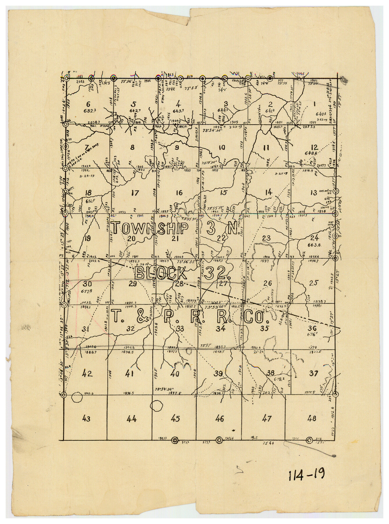 91225, [Township 3 North, Block 32], Twichell Survey Records