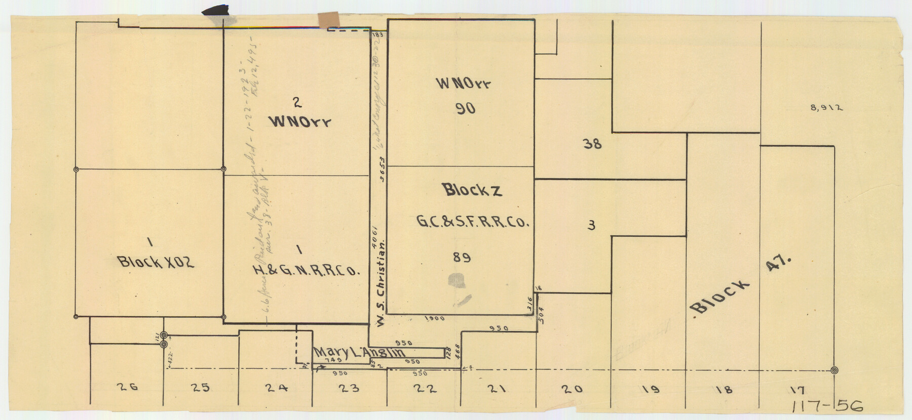 91252, [Blocks XO2, Z, and a Portion of Block 47], Twichell Survey Records