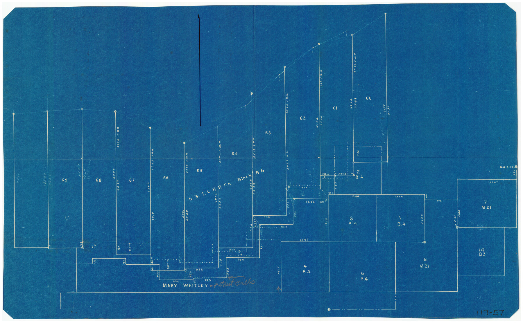 91253, [H. & T. C. RR. Company, Block 46, Sections 60- 69], Twichell Survey Records