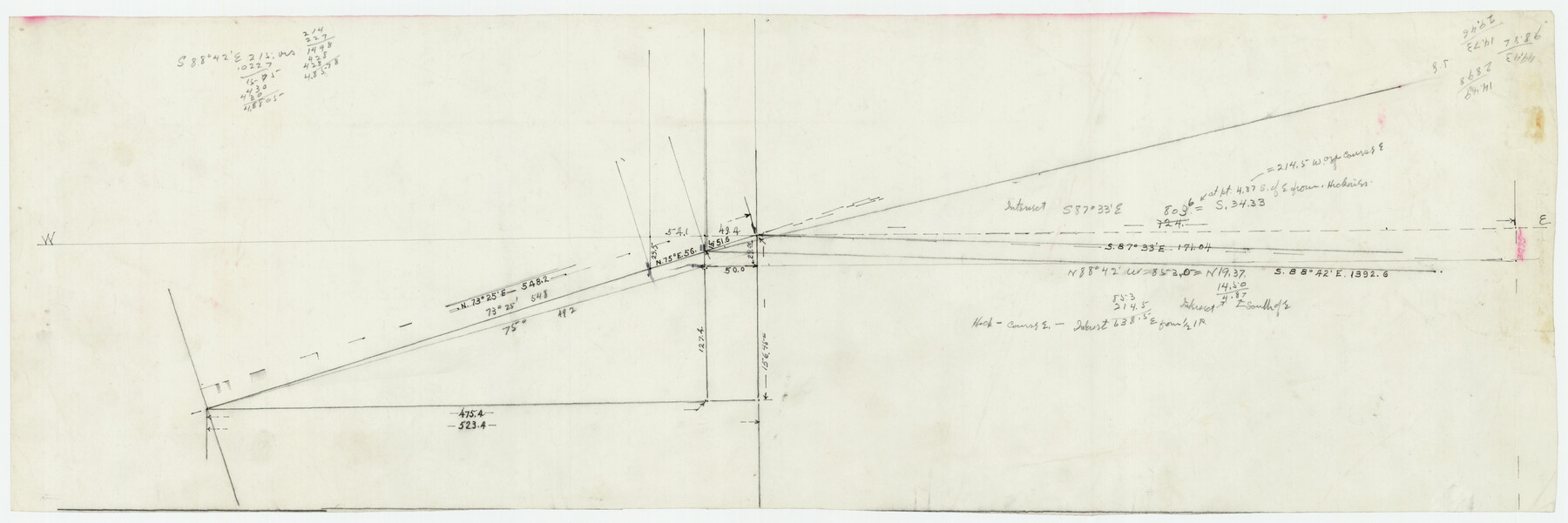 91283, [Worksheets related to the Wilson Strickland survey and vicinity], Twichell Survey Records