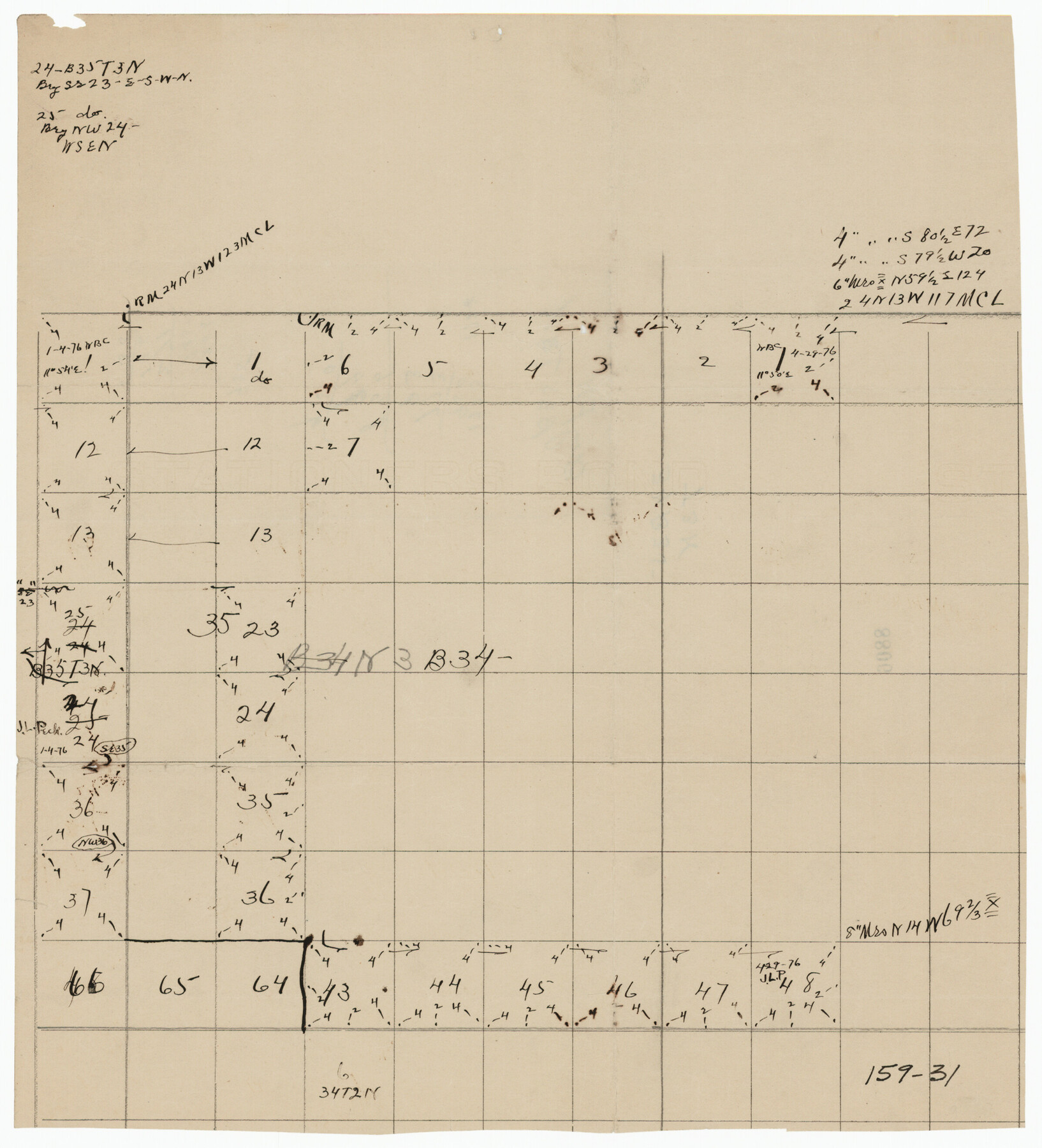 91287, [Part of Blocks 34 and 35, Township 3 North], Twichell Survey Records