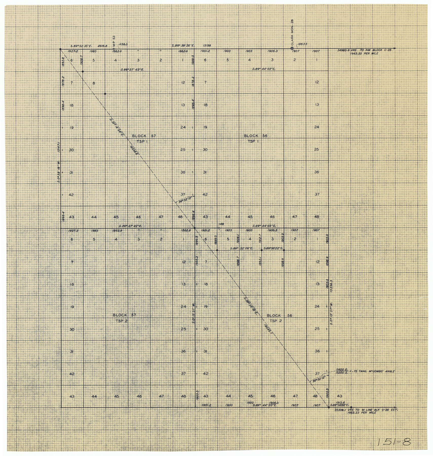 91315, [Blocks 56 and 57, Townships 1 and 2], Twichell Survey Records