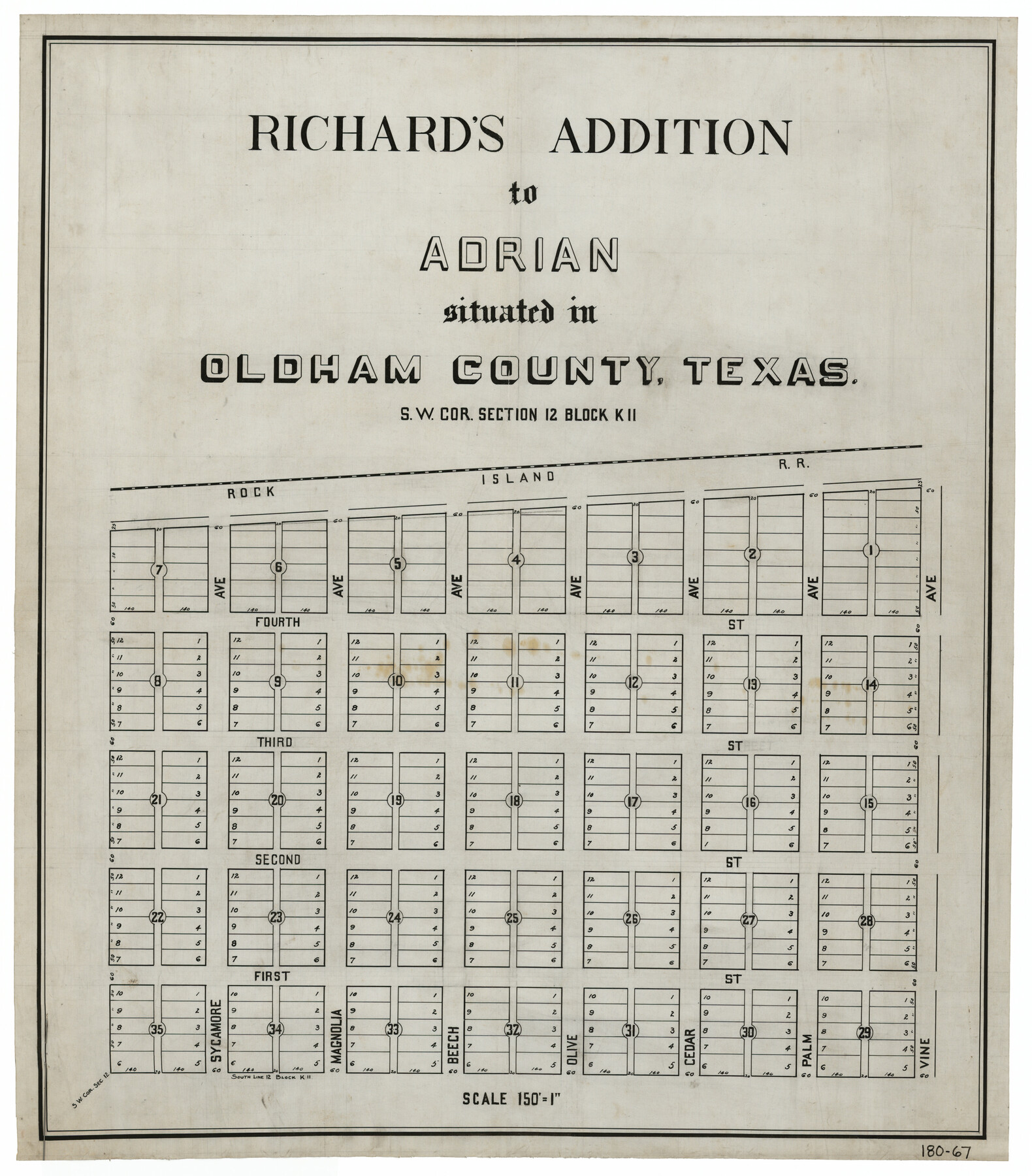 91428, Richard's Addition to Adrian, Situated in Oldham County, Texas, Twichell Survey Records