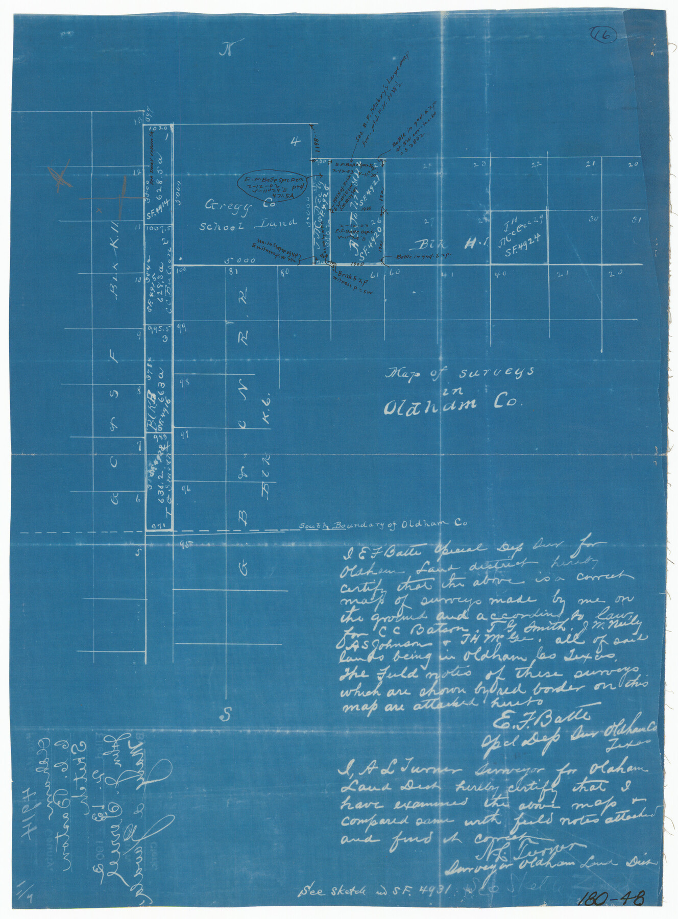 91449, Map of Surveys in Oldham County, Twichell Survey Records