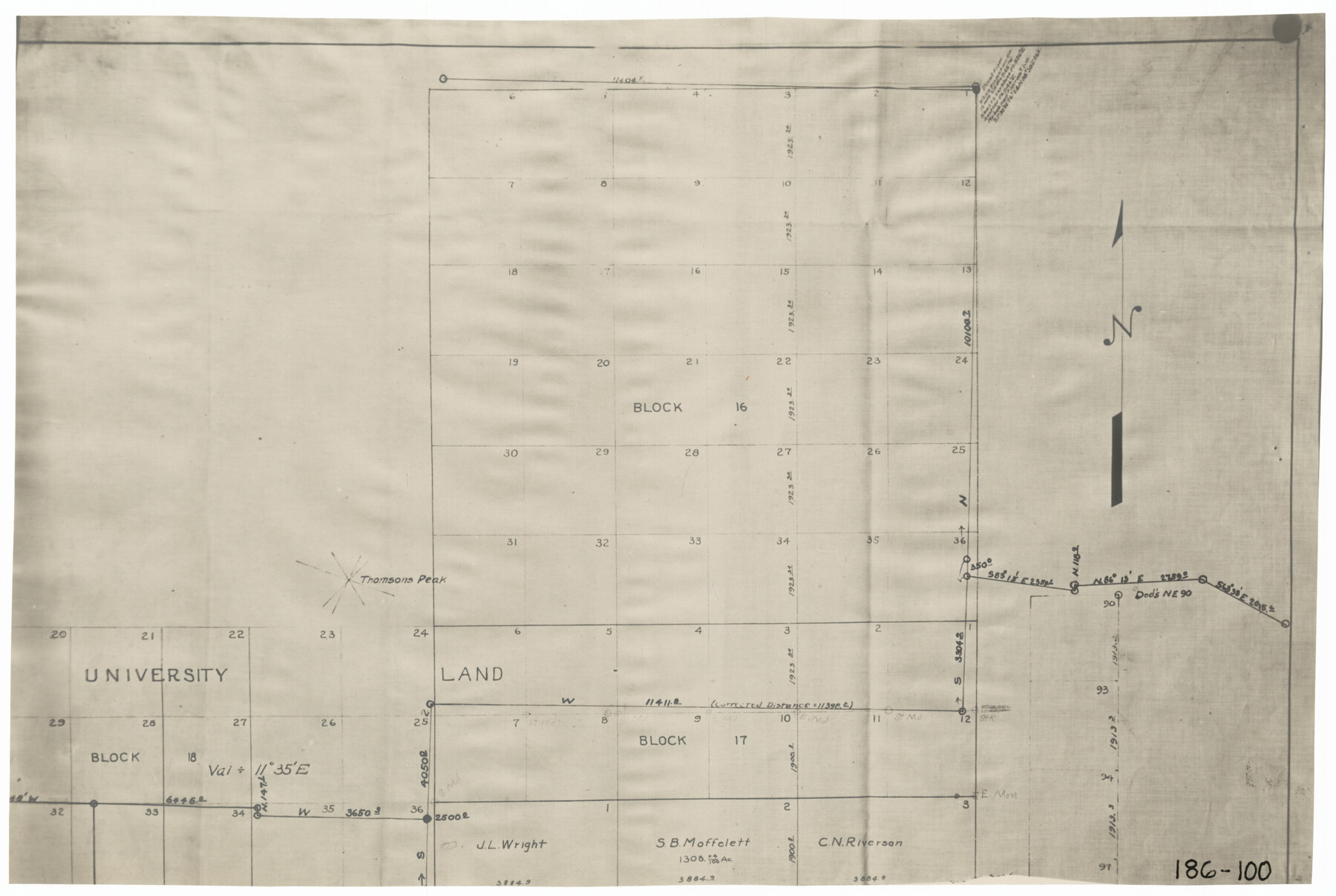 91562, [Map of Portion of Pecos County as Surveyed by F. F. Friend], Twichell Survey Records