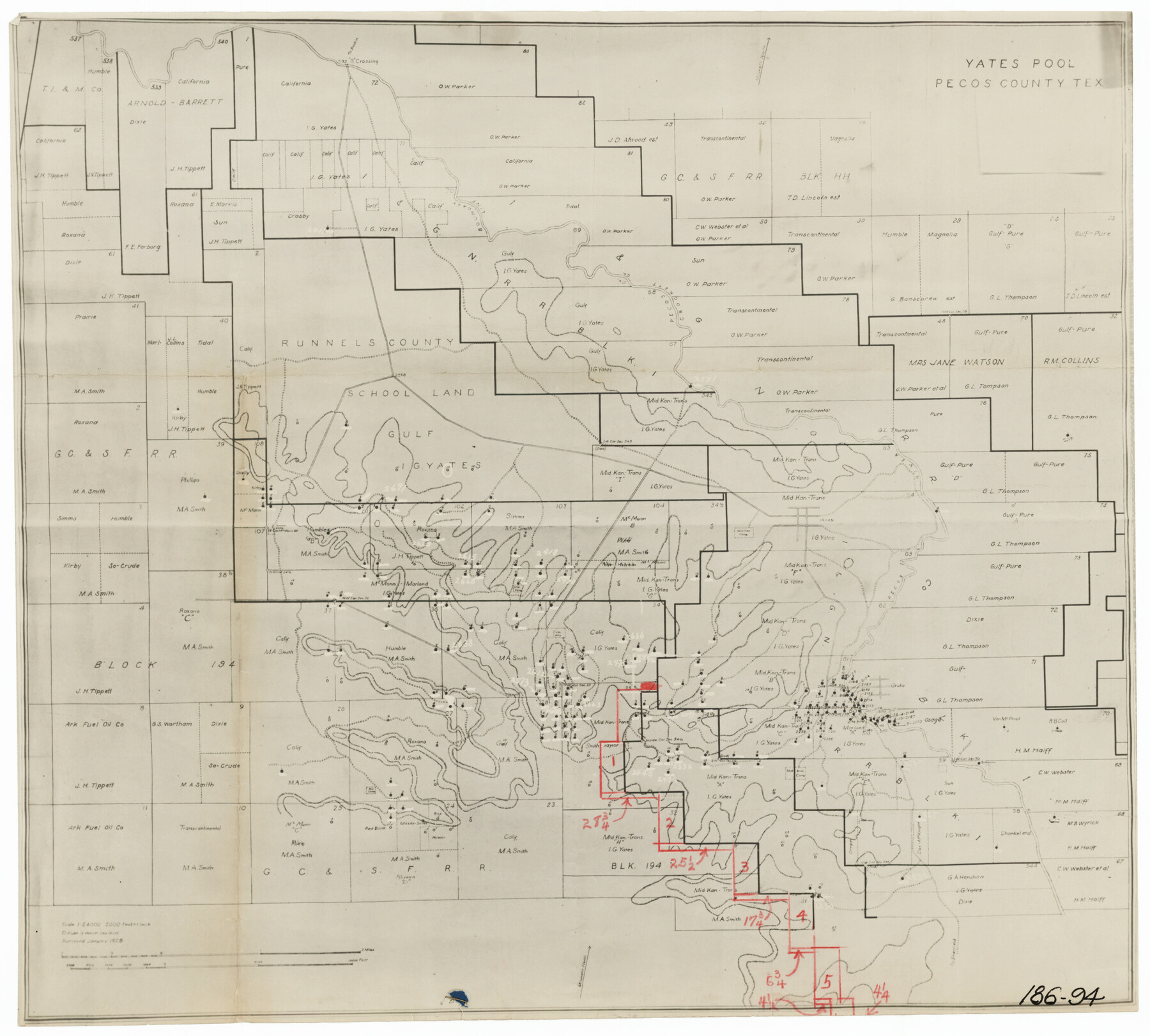 91564, Yates Pool, Pecos County, Texas, Twichell Survey Records