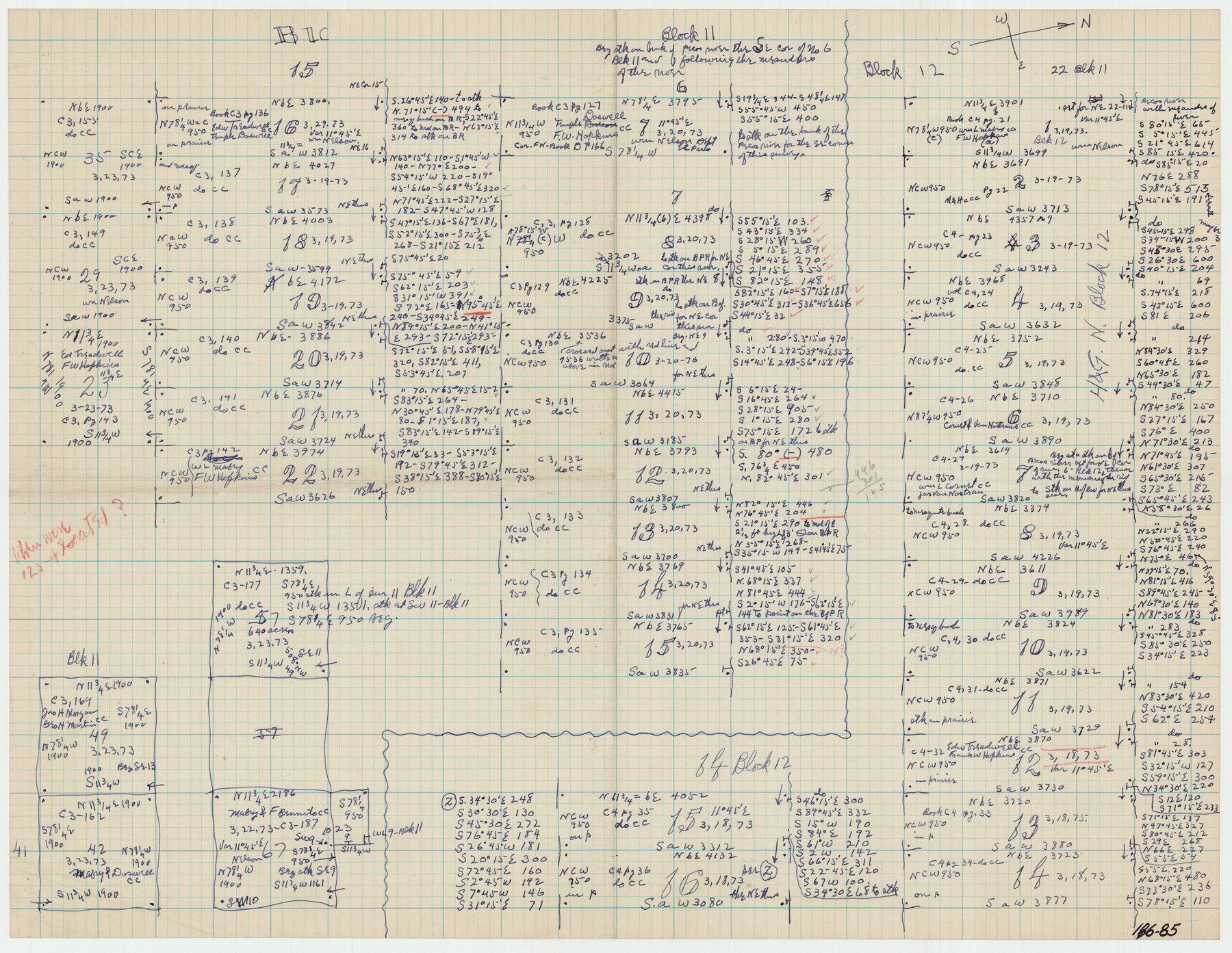 91565, [Part of H. & G. N. Blocks 11 and 12], Twichell Survey Records