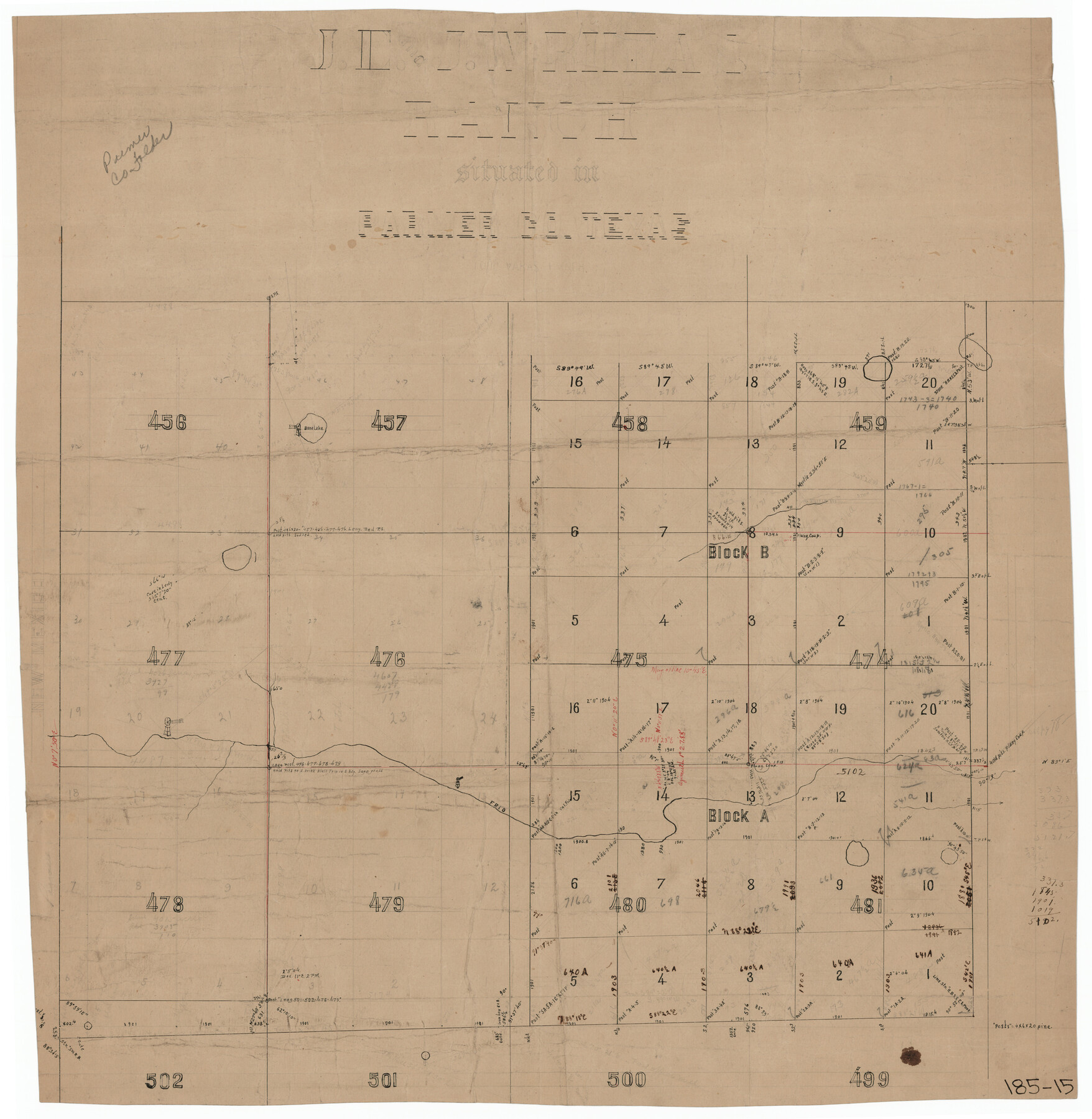 91607, J. E. and J. W. Rhea's Ranch situated in Parmer Co., Texas, Twichell Survey Records