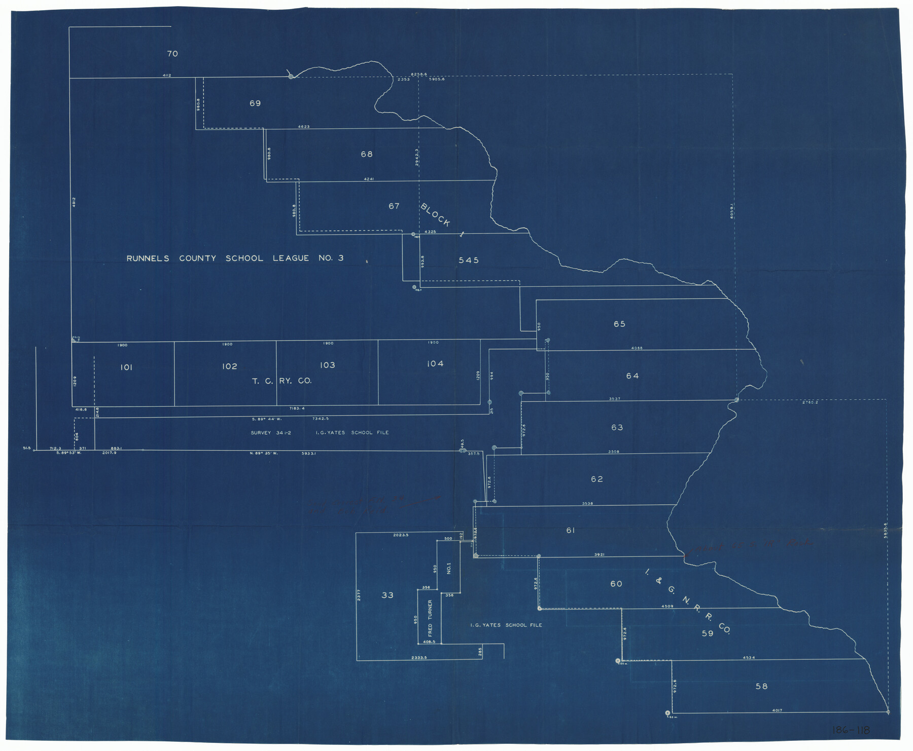 91615, [I. & G. N. Block 1, Runnels County School Land and adjacent areas], Twichell Survey Records