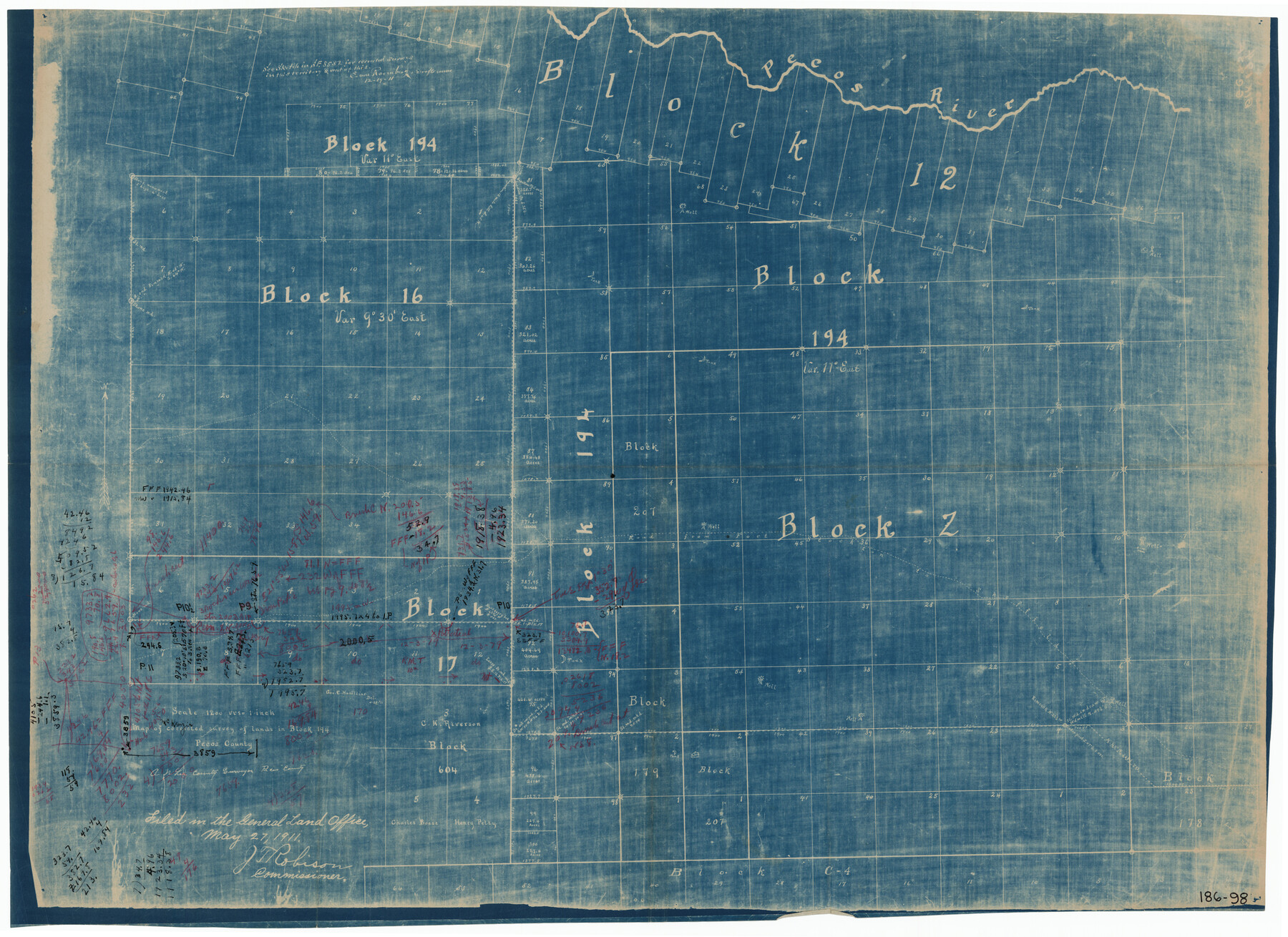 91618, [University Lands Block 16 and Blocks 194, Z and part of 12], Twichell Survey Records