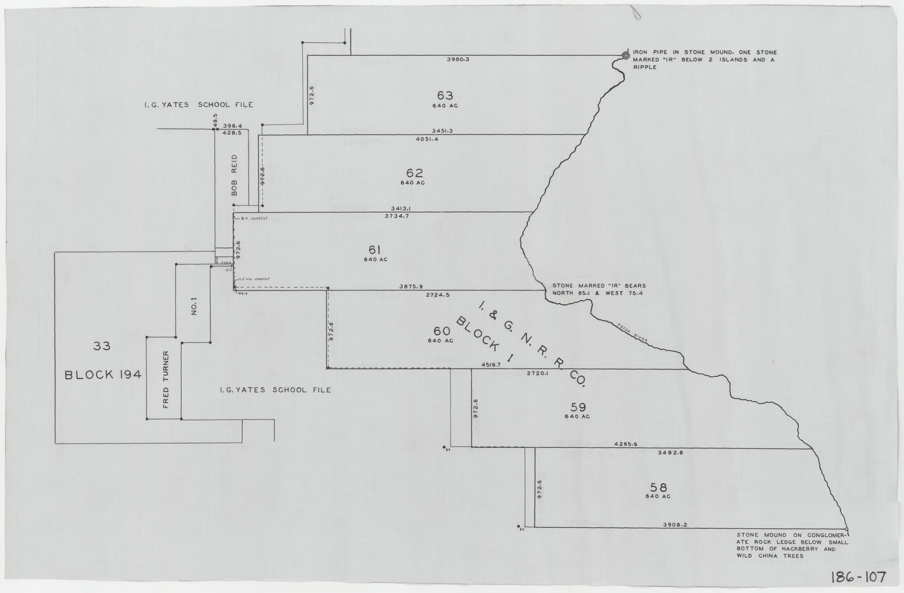 91637, [Sections 58-63, I. & G. N. Block 1 and area adjacent to the west], Twichell Survey Records