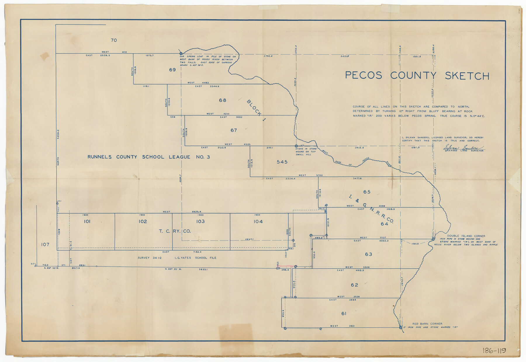 91642, Pecos County Sketch, Twichell Survey Records
