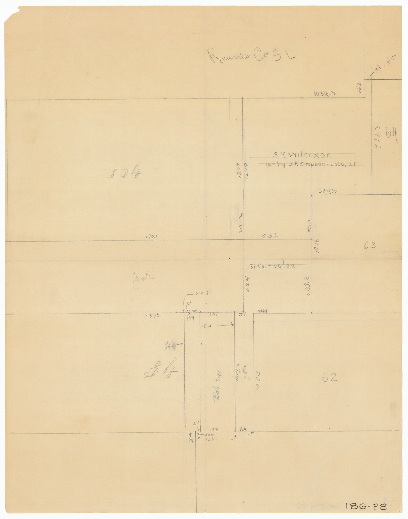 91653, [Yates, just south of Runnels County School Land], Twichell Survey Records