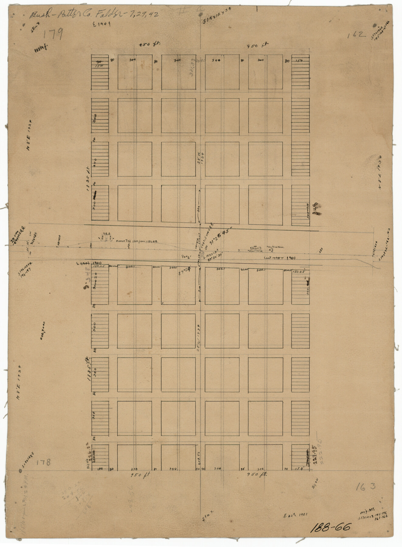 91728, [Sketch showing B. S. & F. survey 9, sections 162, 163, 178, 179 in town of Bush], Twichell Survey Records