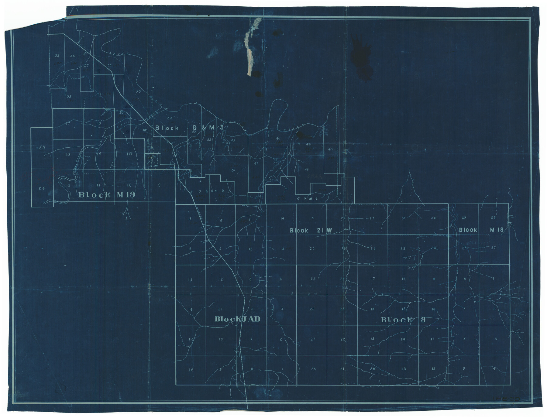 91736, [Sketch of Blocks M-19, 21W, JAD, 9 and G. & M. Block 5], Twichell Survey Records