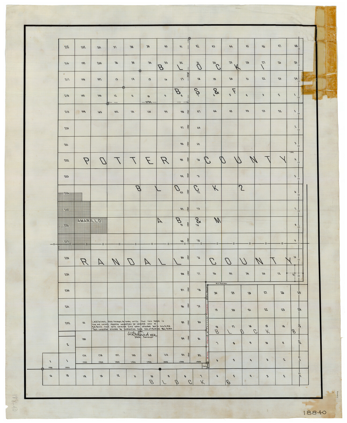 91811, [B. S. & F. Block 1, A. B. & M. Block 2, Block 8 and Block 6], Twichell Survey Records