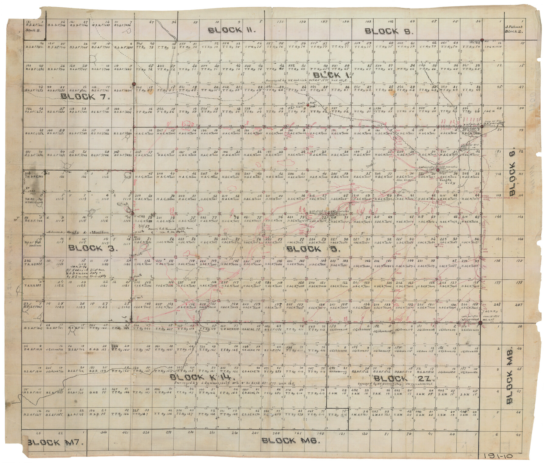 91824, [Sketch showing Blocks 1, 3, 5, K14, 2Z, 7], Twichell Survey Records