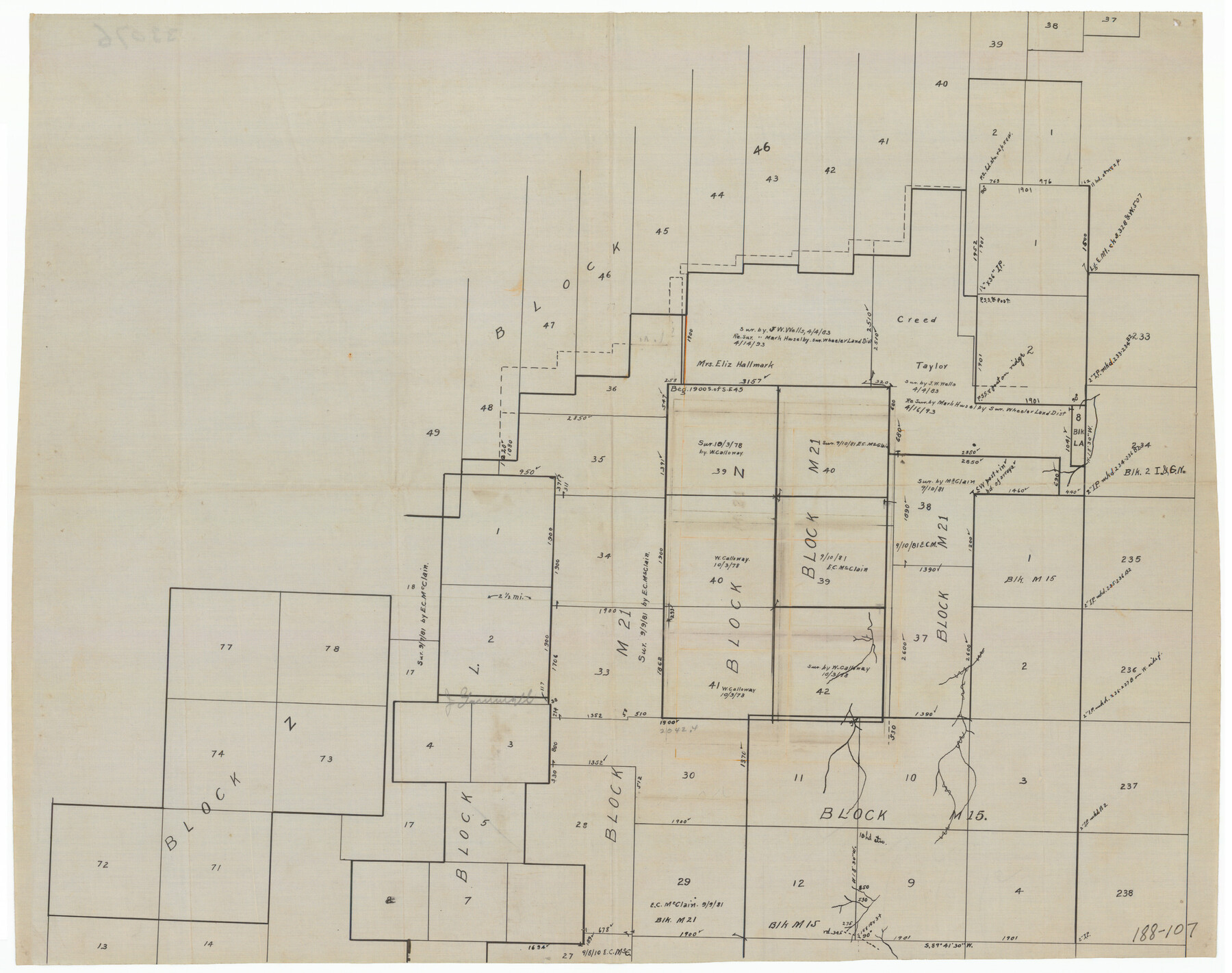 91831, [Parts of Blocks Z, L, M-21, M-15, and 46], Twichell Survey Records