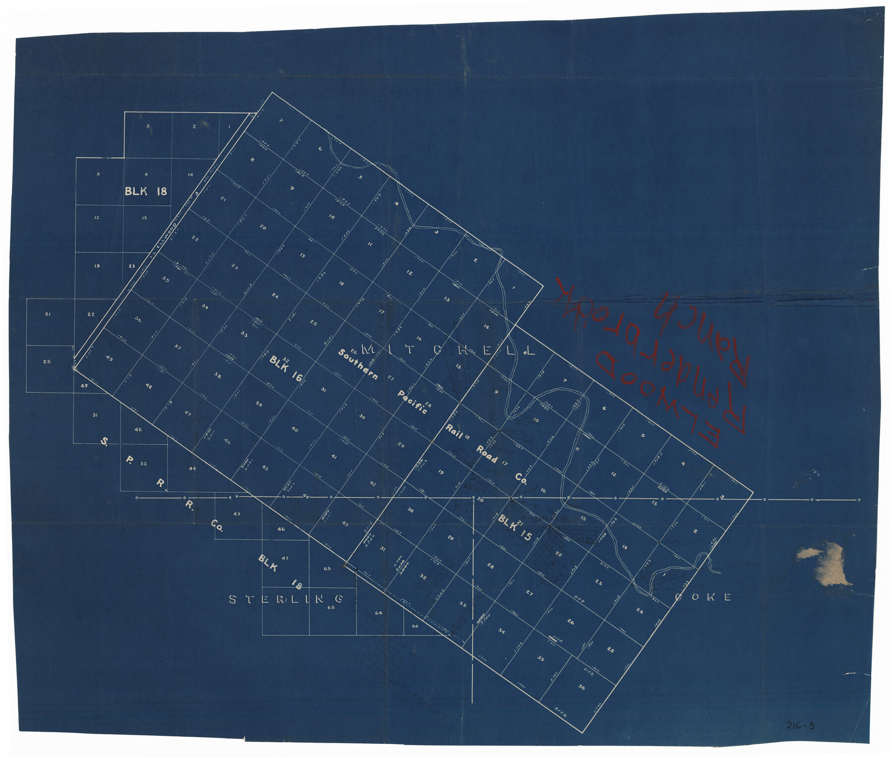 91839, [Southern Pacific Rail Road Co. Blocks 15 and 16 in Mitchell, Sterling and Coke Counties], Twichell Survey Records