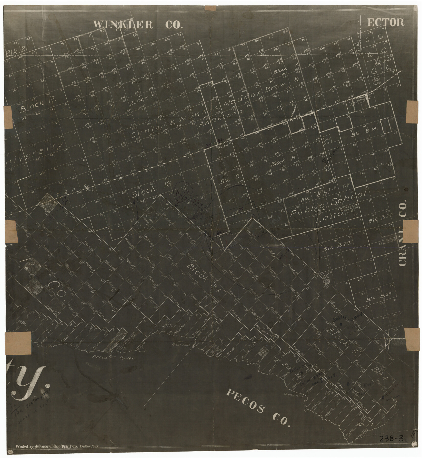 91850, [Gunter & Munson, Maddox Bros. & Anderson Blocks F and A and blocks south], Twichell Survey Records