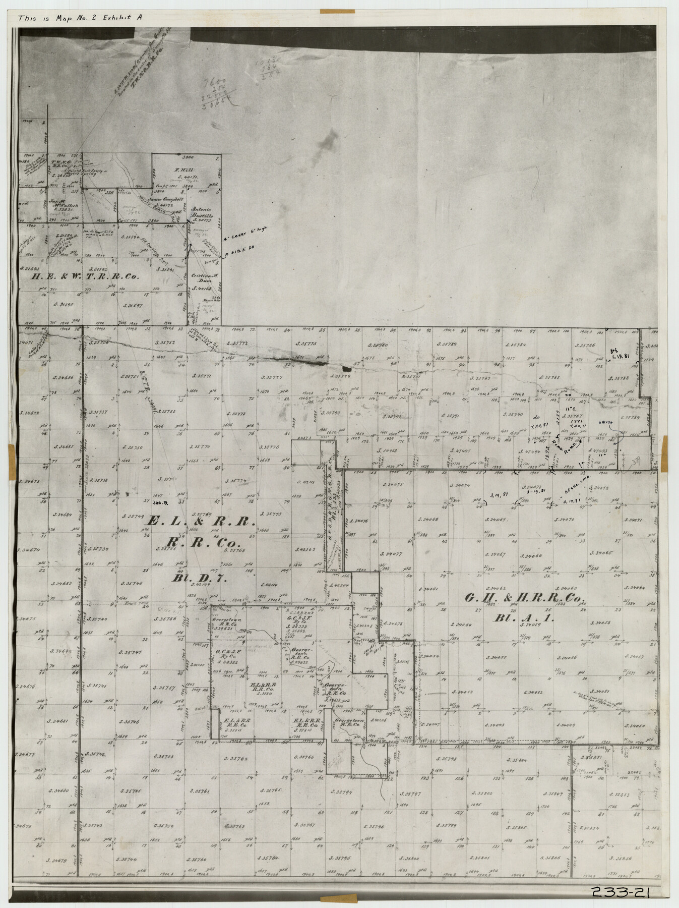 91859, [E. L. & R. R. RR. Co. Block D7 and G. H. & H. RR. Co. Block A1], Twichell Survey Records