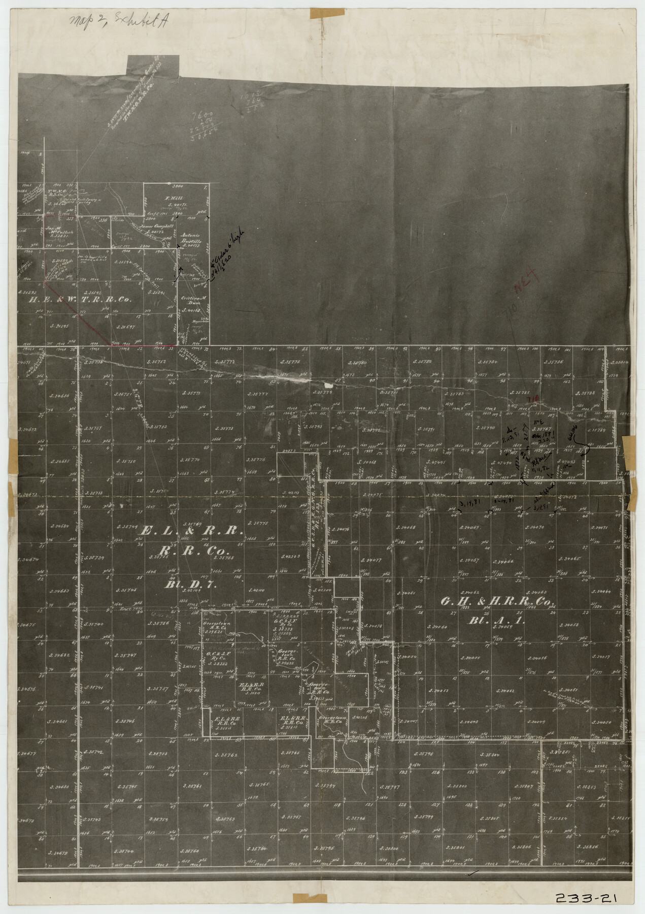 91860, [E. L. & R. R. RR. Co. Block D7 and G. H. & H. RR. Co. Block A1], Twichell Survey Records