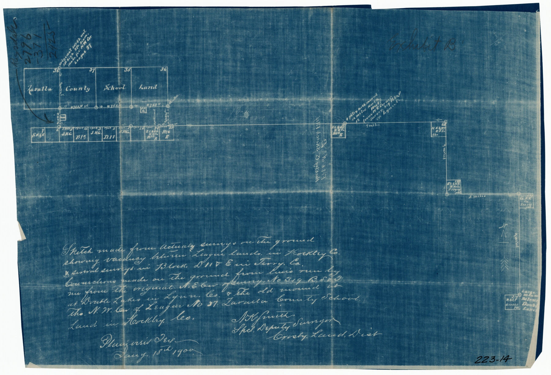 91868, [Tie Line, Zavala County School Land to North Line of Block D11, East and South to Double Lakes Corner], Twichell Survey Records