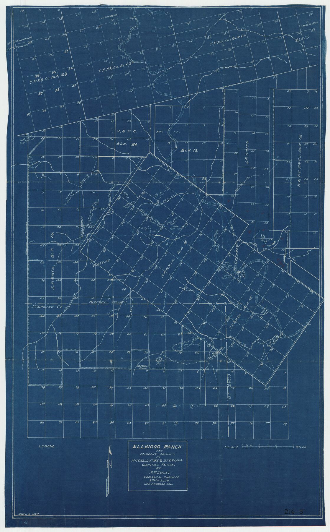 91884, Ellwood Ranch and Adjacent Property in Mitchell, Coke & Sterling Counties, Texas, Twichell Survey Records