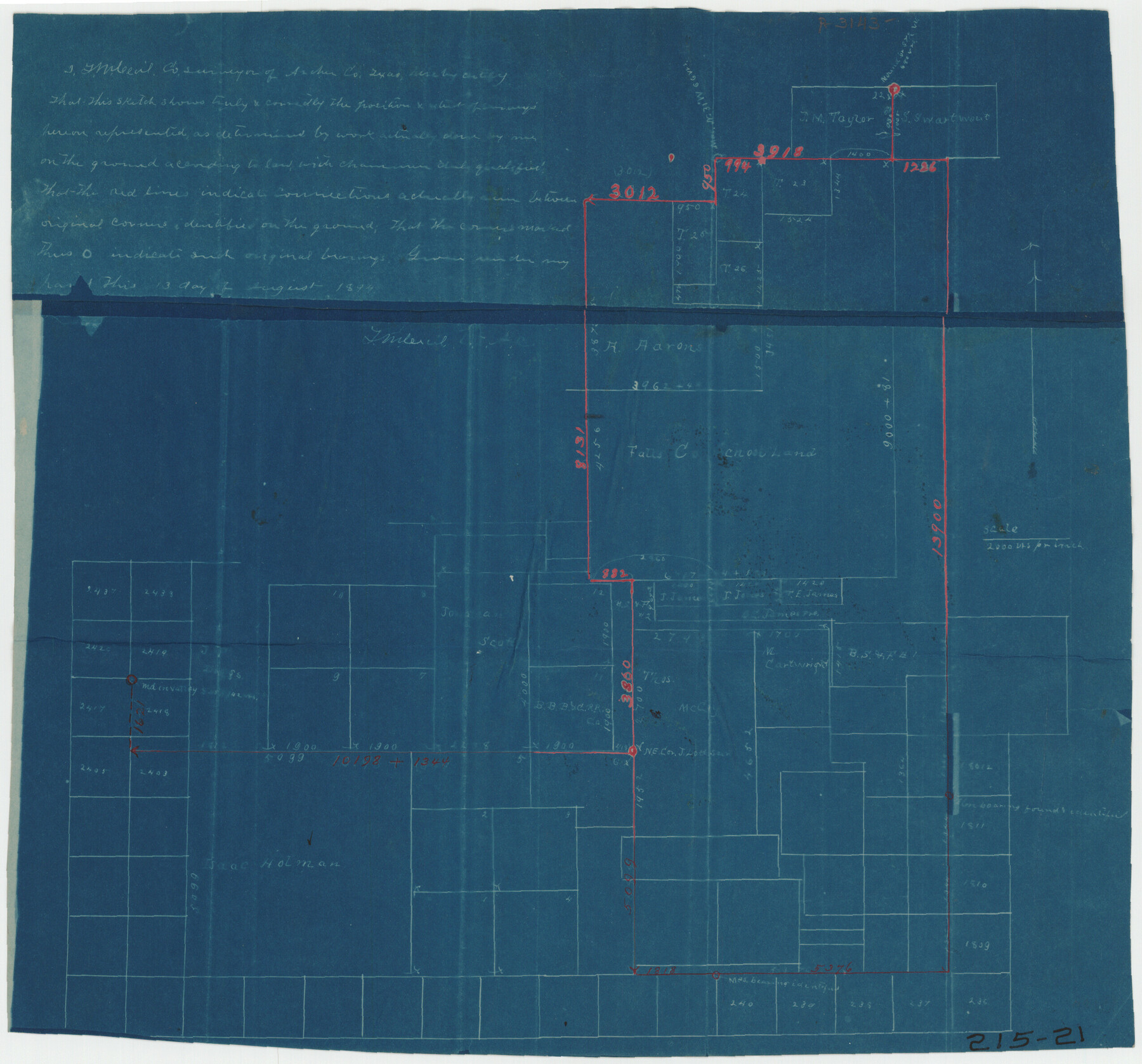 91886, [Sketch around Falls County School Land and surveys to South], Twichell Survey Records