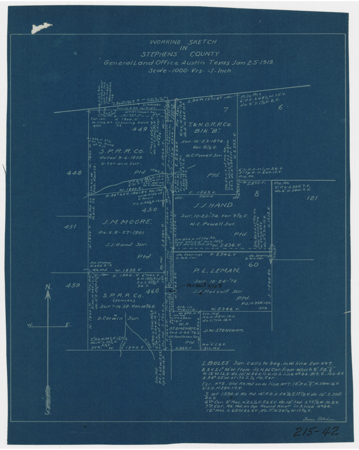 91910, Working Sketch in Stephens County, Twichell Survey Records