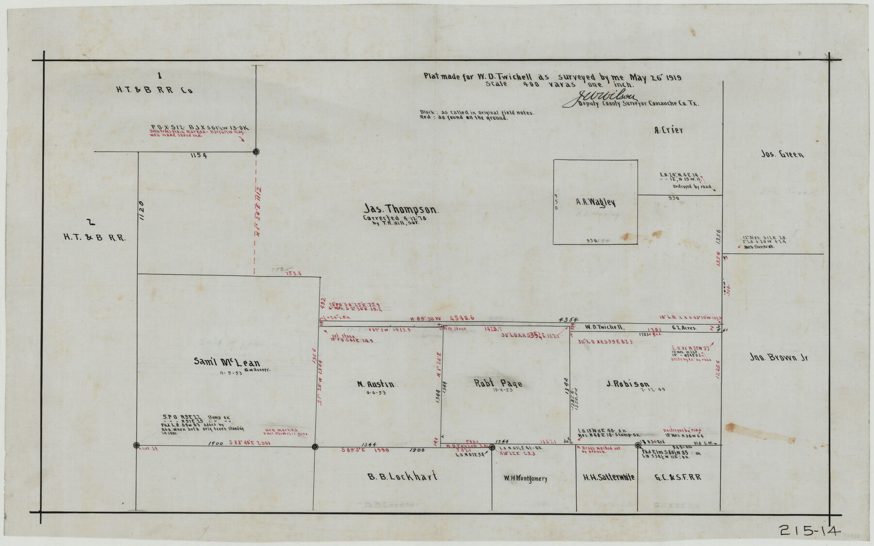 91916, Plat made for W. D. Twichell, Twichell Survey Records