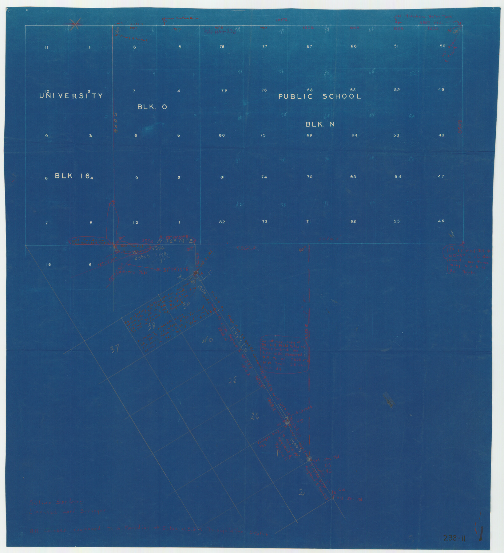 91951, [Area south of University Block 16, Block O and PSL Block N], Twichell Survey Records