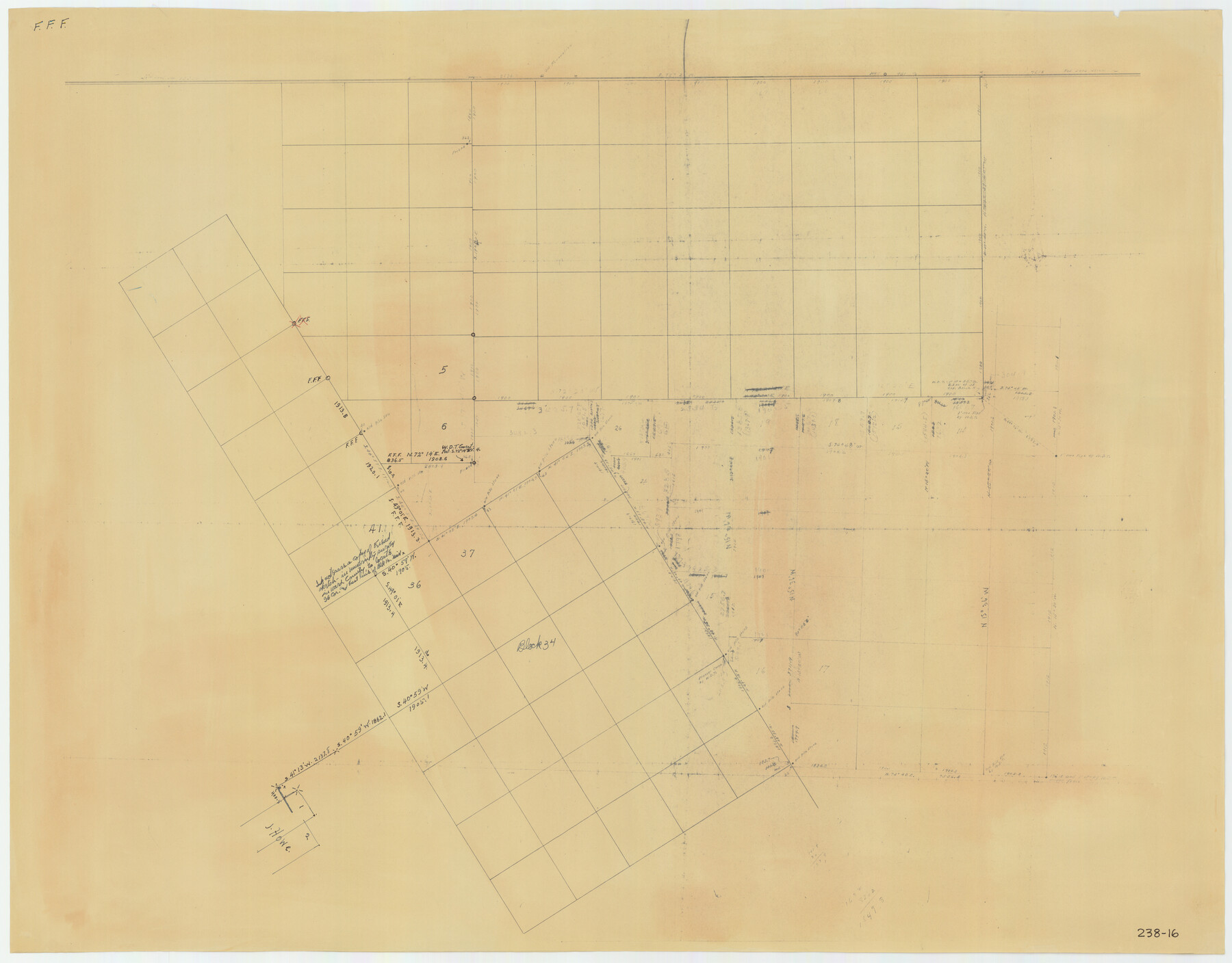91954, [Sketch around H. & T. C. Block 34 and PSL Block B19], Twichell Survey Records