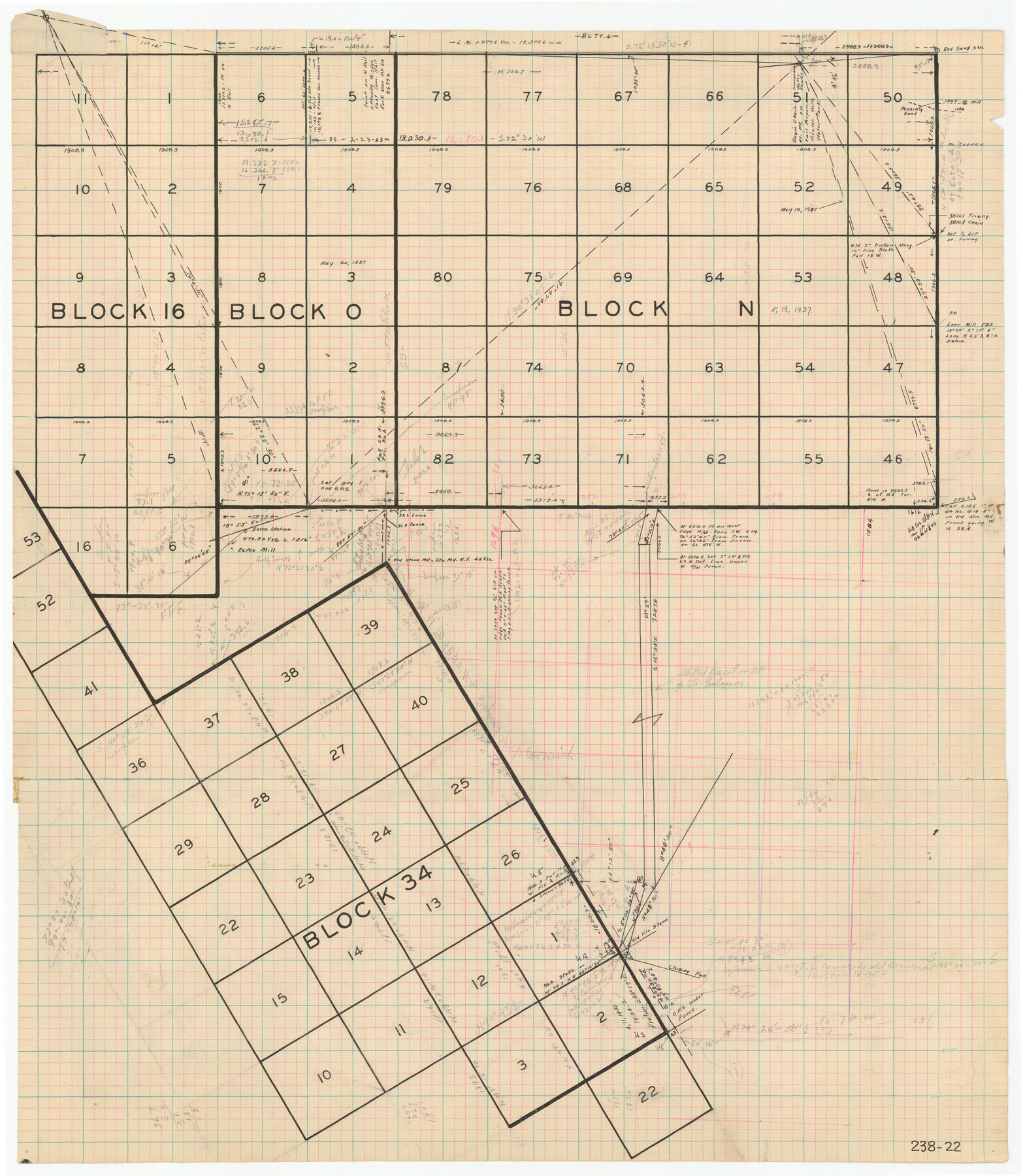 91958, [Blocks 16, O, N, B19 and 34], Twichell Survey Records