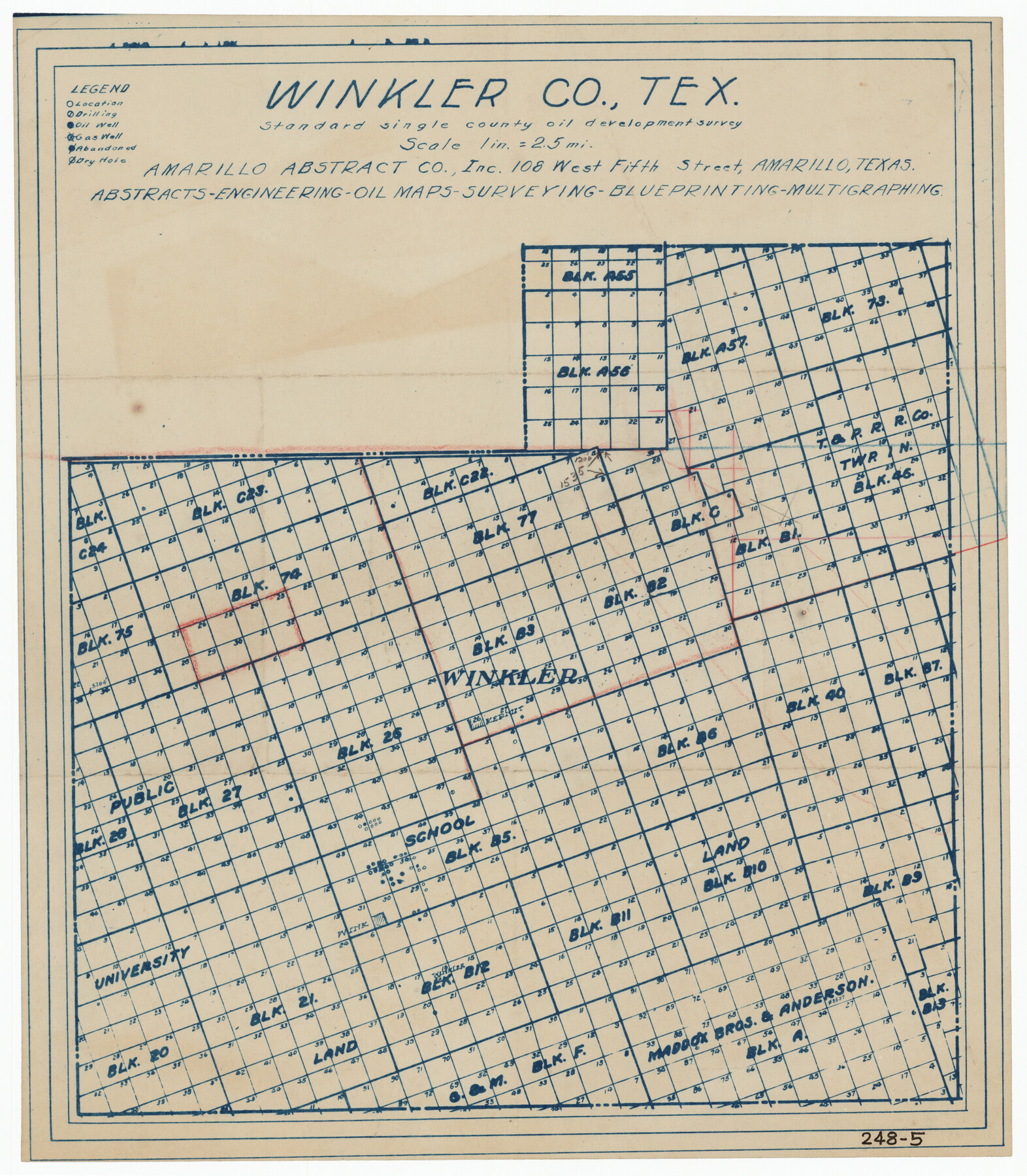 91972, Winkler Co., Tex., standard single county oil development survey, Twichell Survey Records