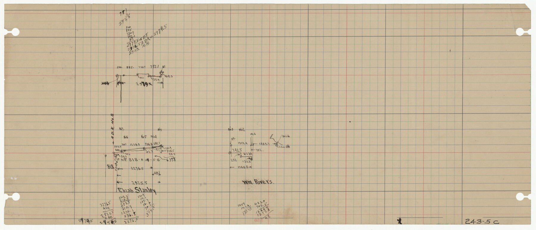 91984, [Sketch of Elizabeth Stanley and Wm. Rivers surveys], Twichell Survey Records