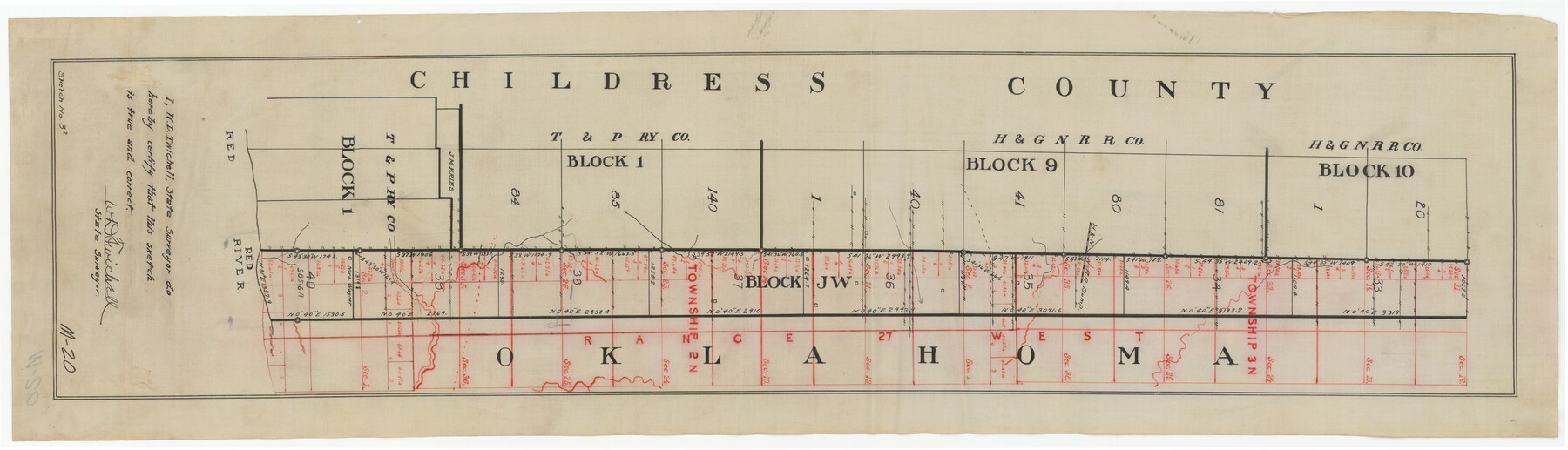 91988, [East line of Childress County along border of Oklahoma], Twichell Survey Records