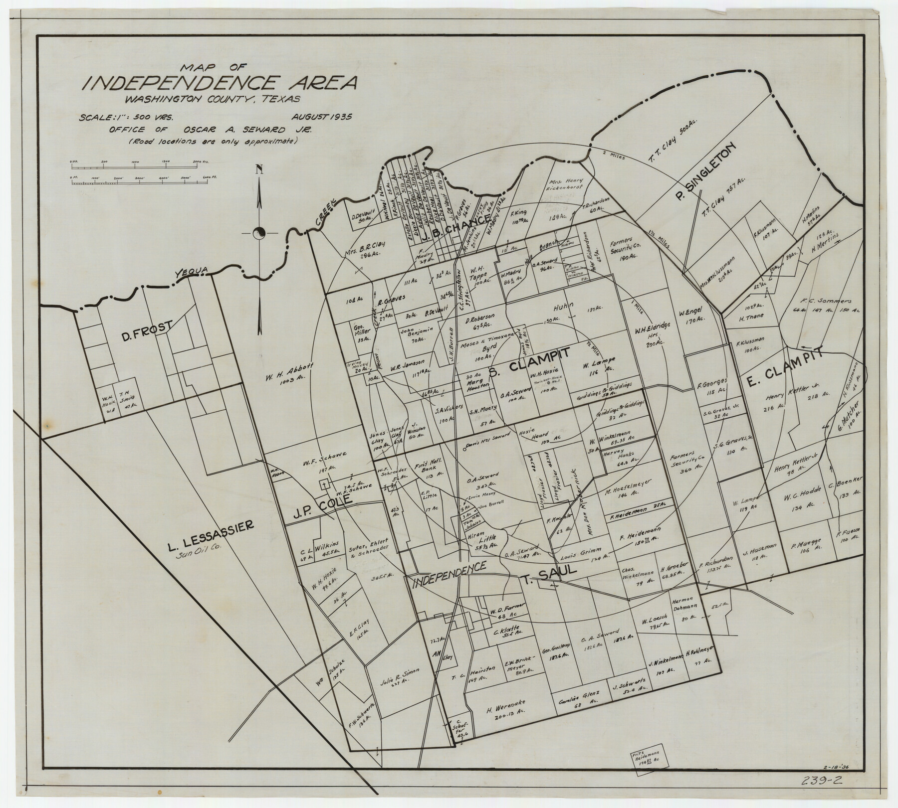 91990, Map of Independence Area, Washington County, Texas, Twichell Survey Records