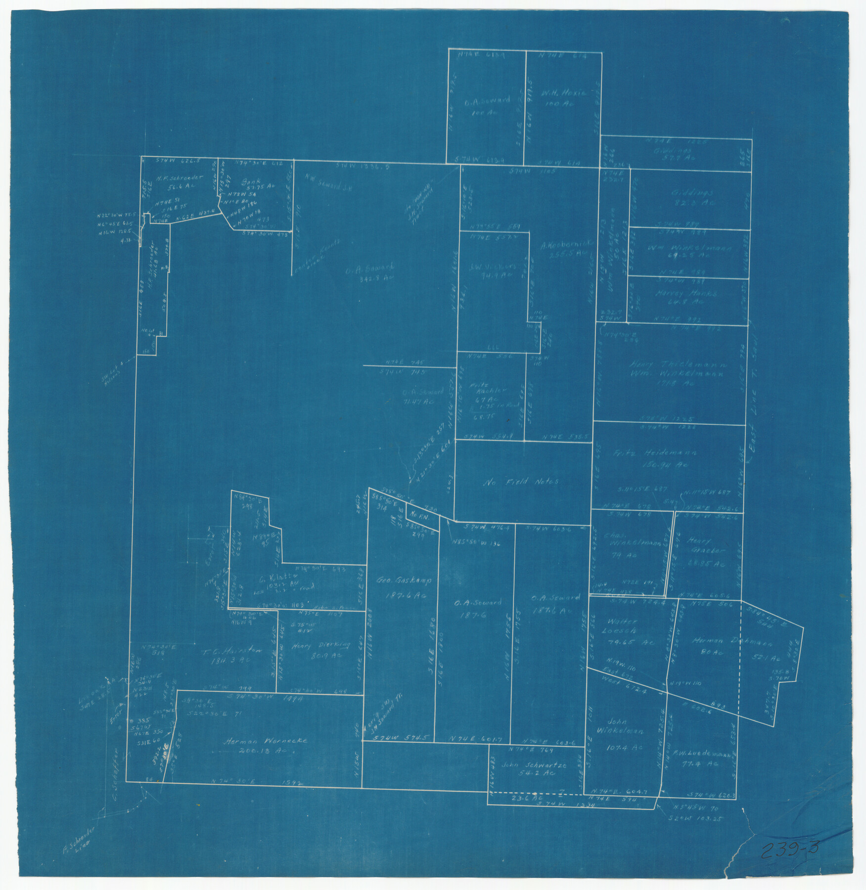 91991, [Sketch around O. A. Seward surveys], Twichell Survey Records