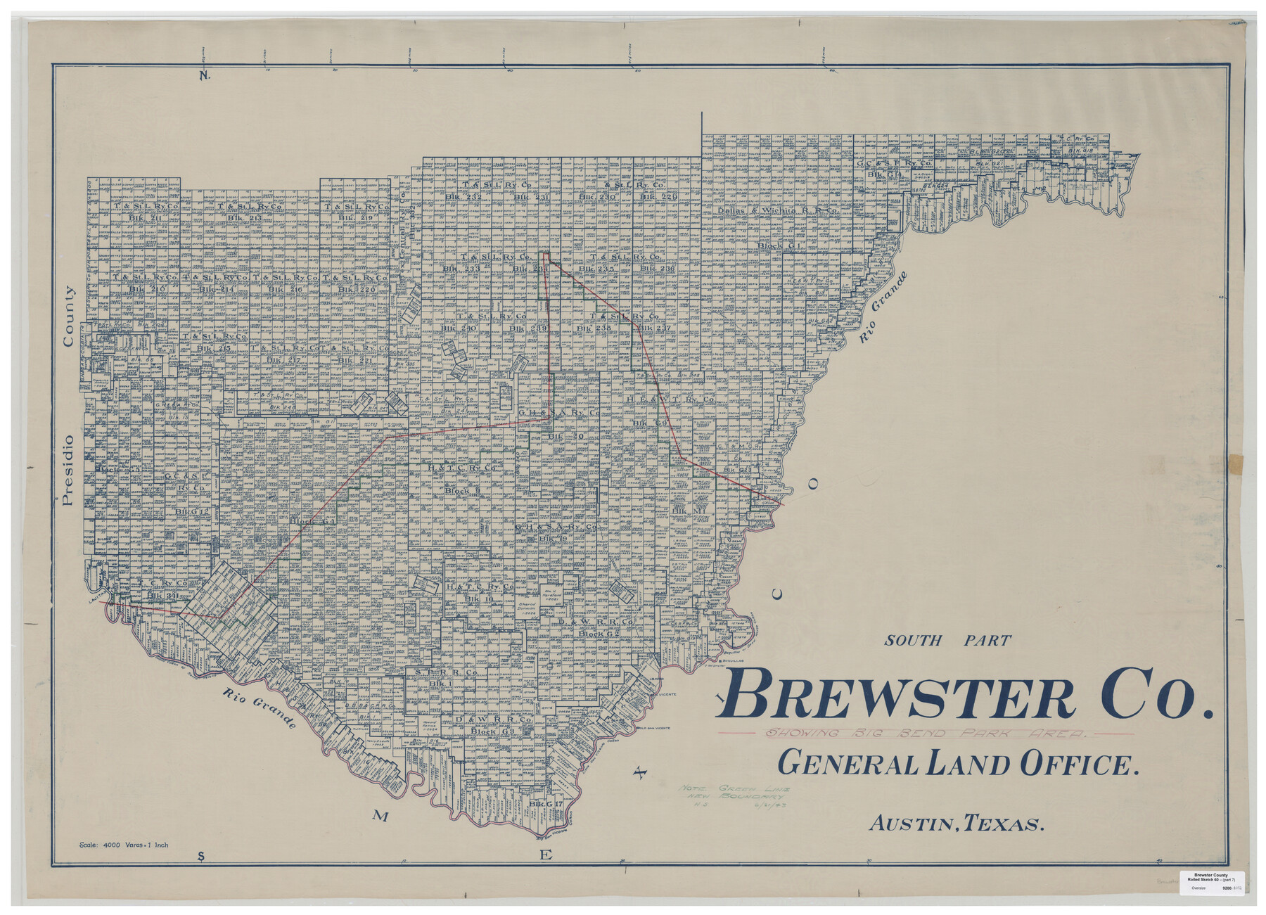 9200, Brewster County Rolled Sketch 60, General Map Collection