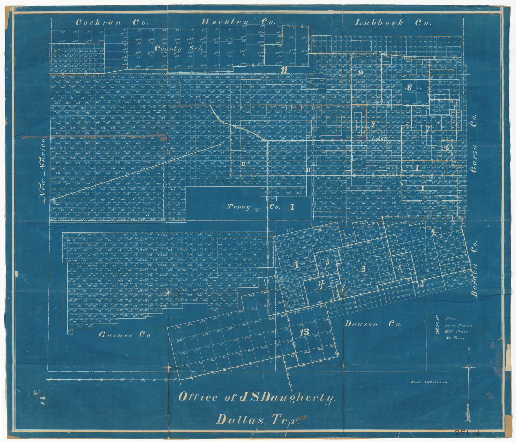 92007, [Map showing Gaines, Dawson, Yoakum, Terry and Lynn Counties], Twichell Survey Records