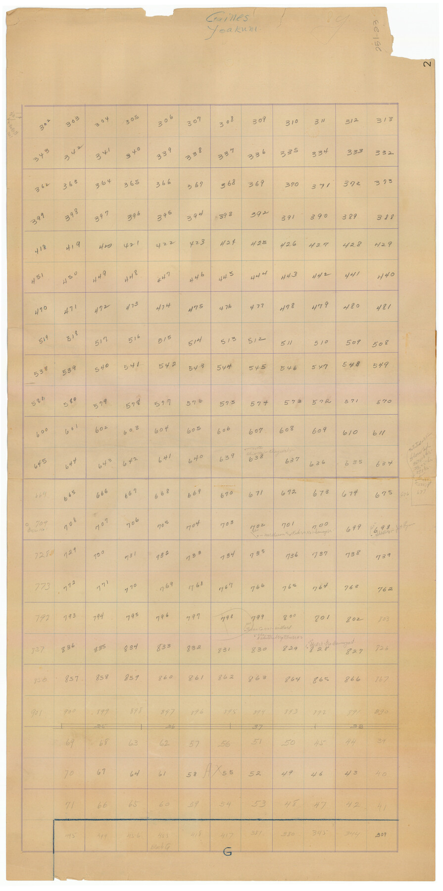 92017, [Sections 302-313 and sections south of Blocks D and AX], Twichell Survey Records