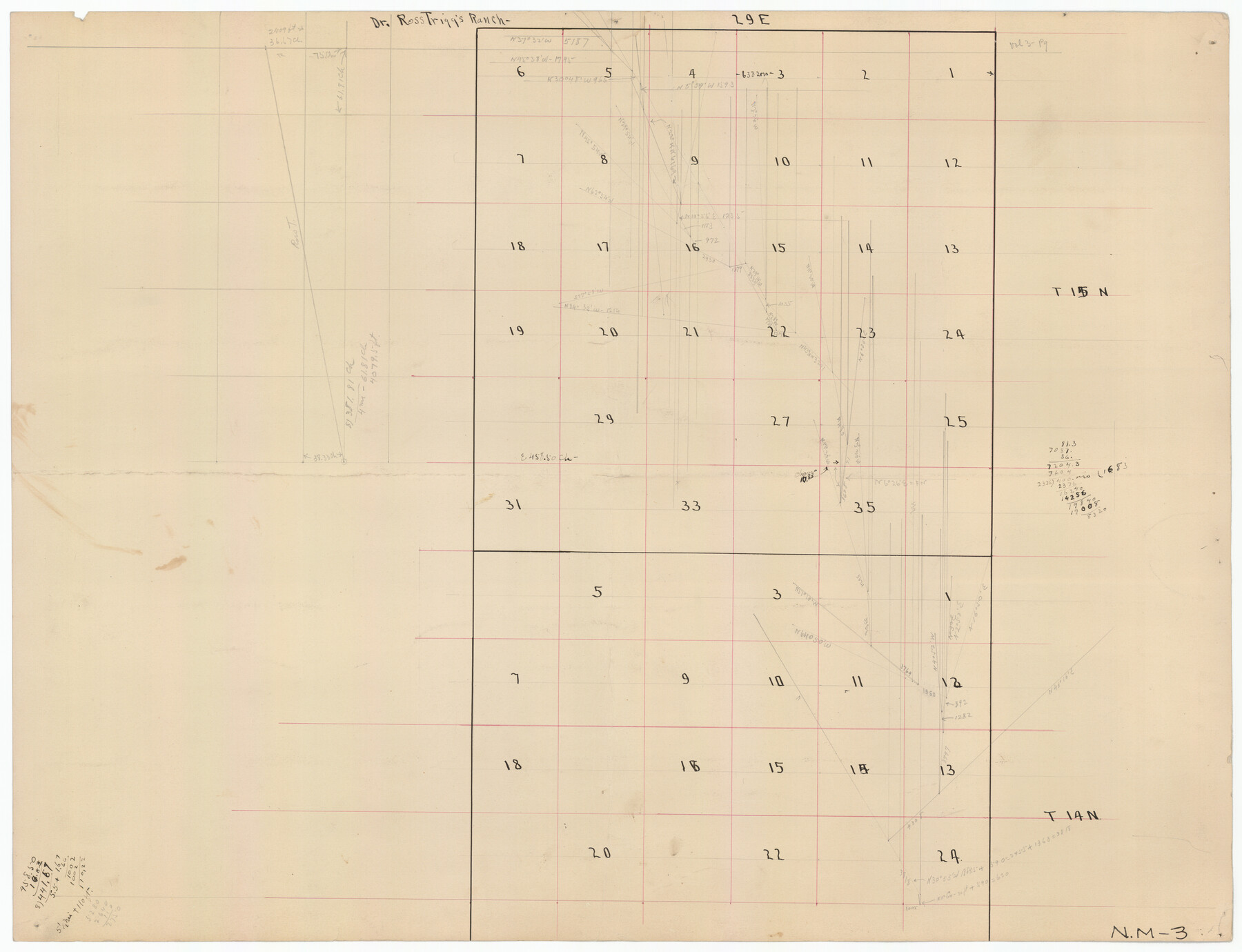 92036, Dr. Ross Trigg's Ranch [Block 29E, Townships 14N and 15N], Twichell Survey Records