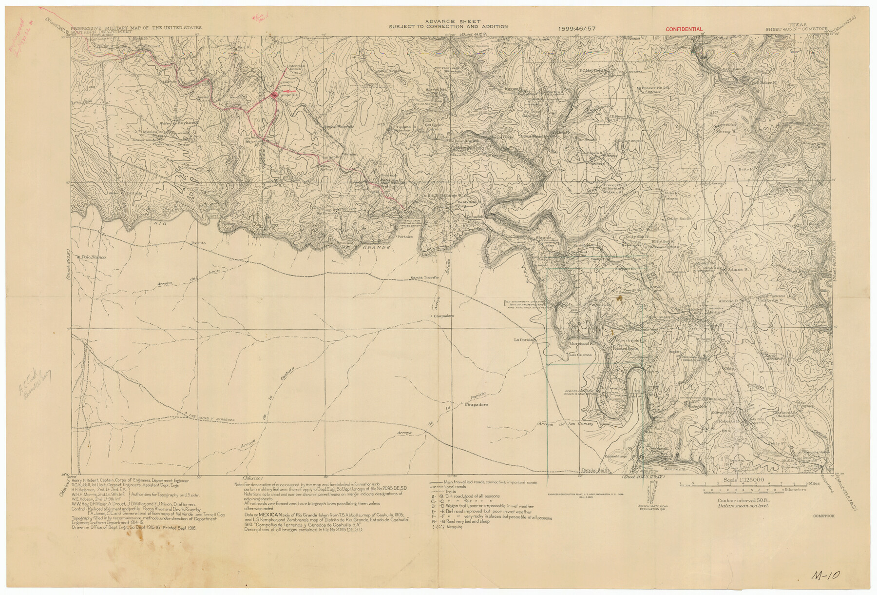 92062, Progressive Military Map of the United States, Southern Department, Sheet 403N, Comstock, Twichell Survey Records