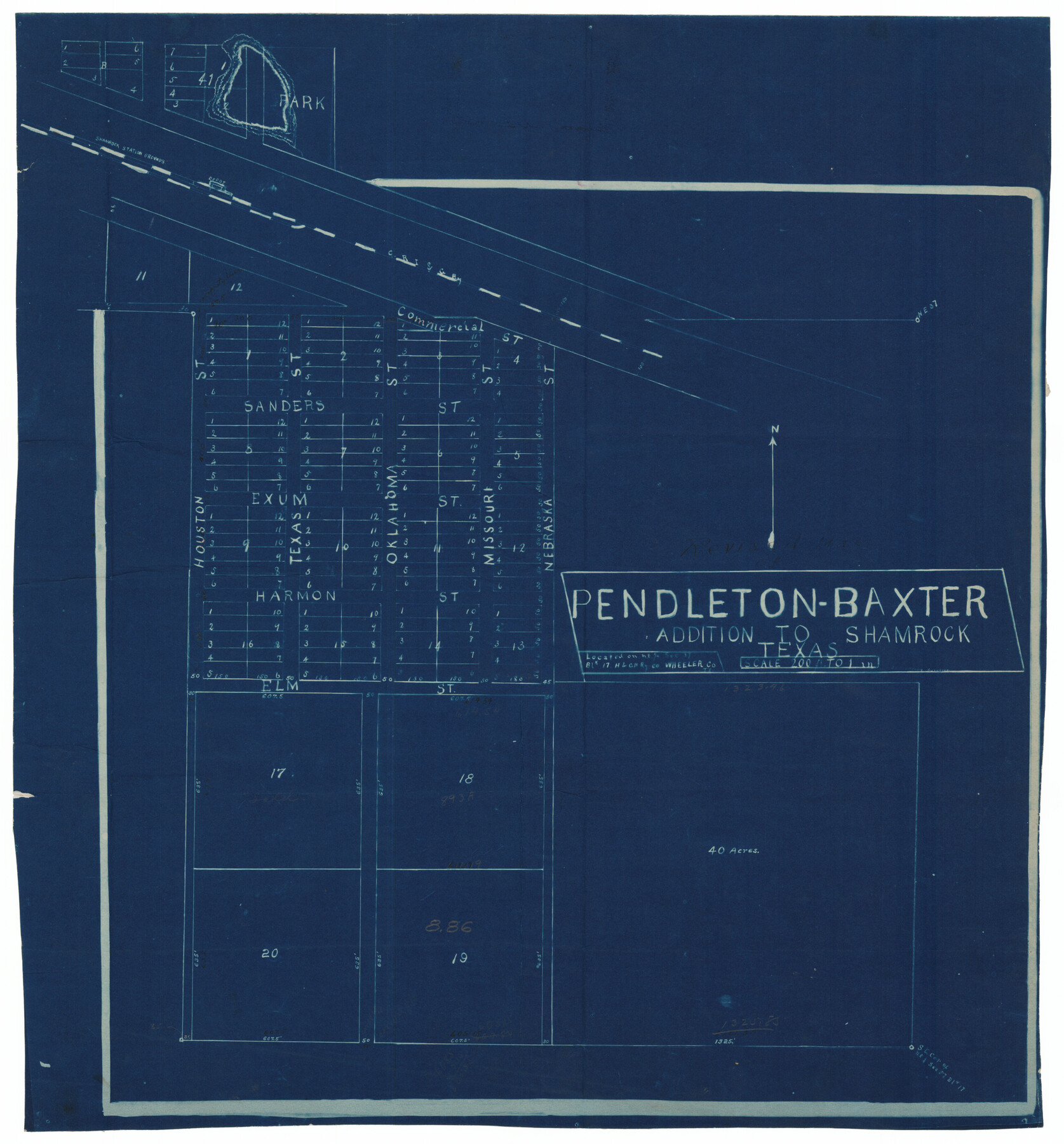 92116, Pendleton-Baxter Addition to Shamrock, Texas, Twichell Survey Records